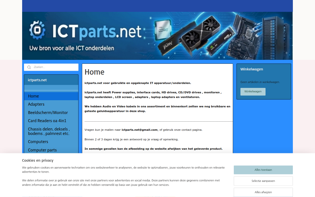 Screenshot van ictparts.net