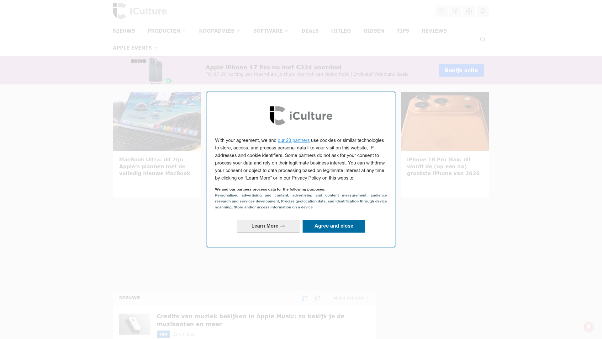 Screenshot van iculture.nl