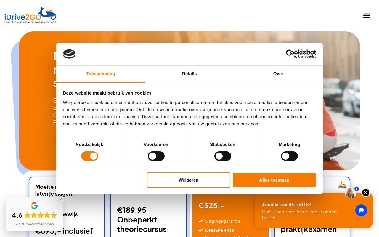 Screenshot van idrive2go-theorie.nl