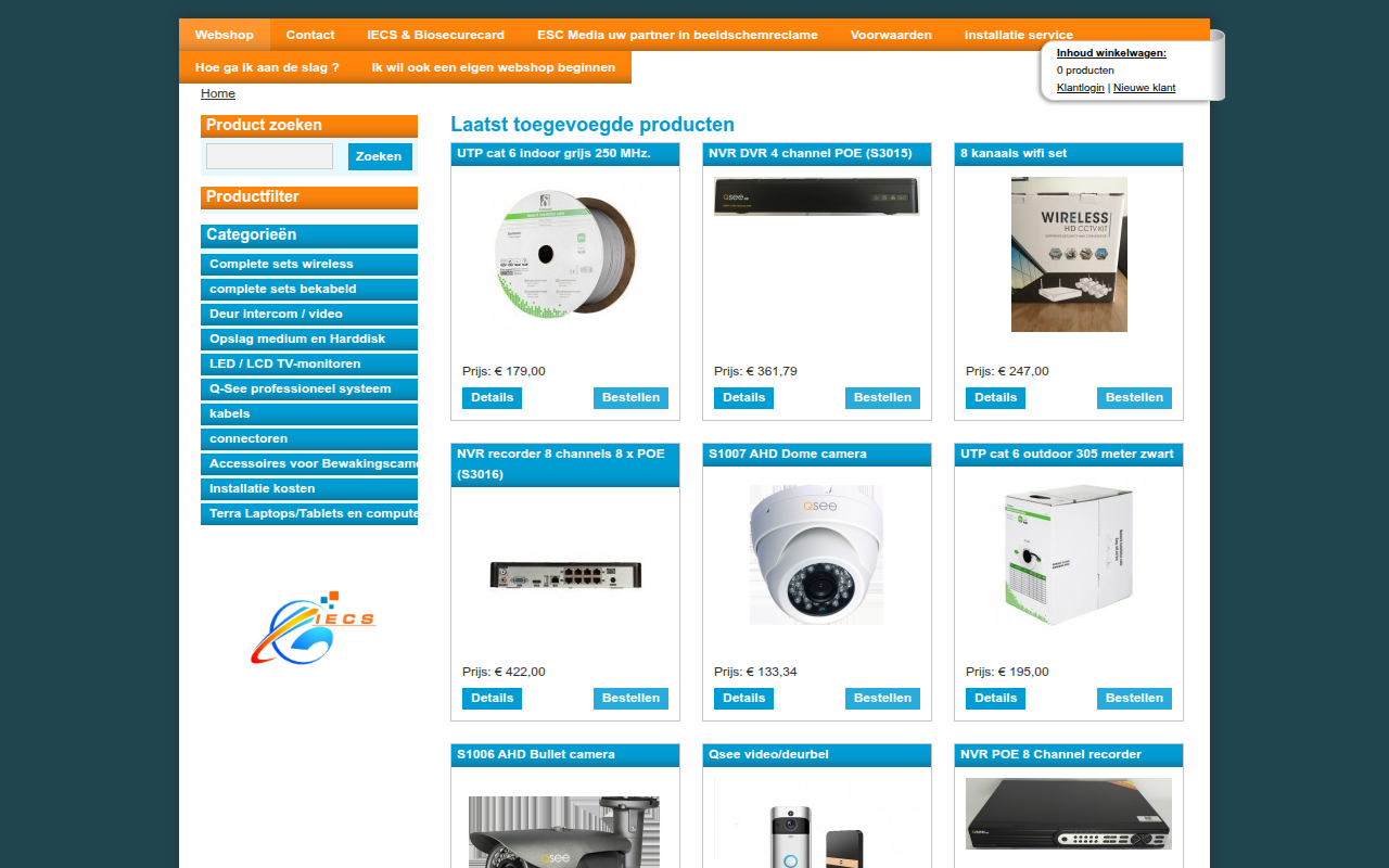 Screenshot van iecs-webshop.nl