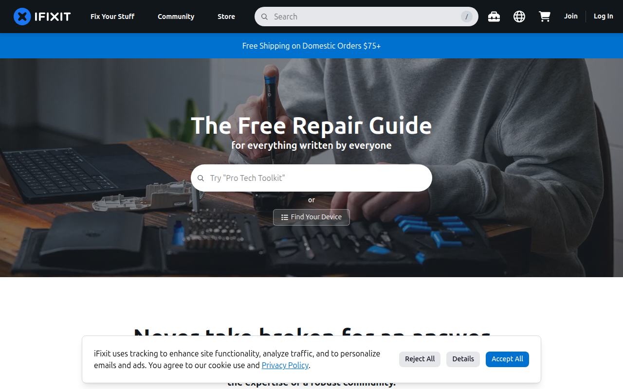 Screenshot van ifixit.com