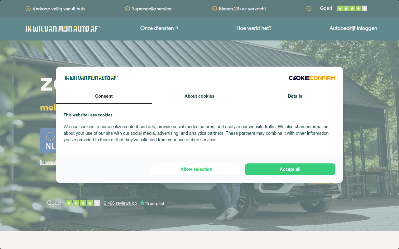 Screenshot van ikwilvanmijnautoaf.nl