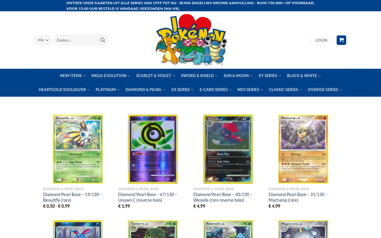 Screenshot van ilovepokemon.nl