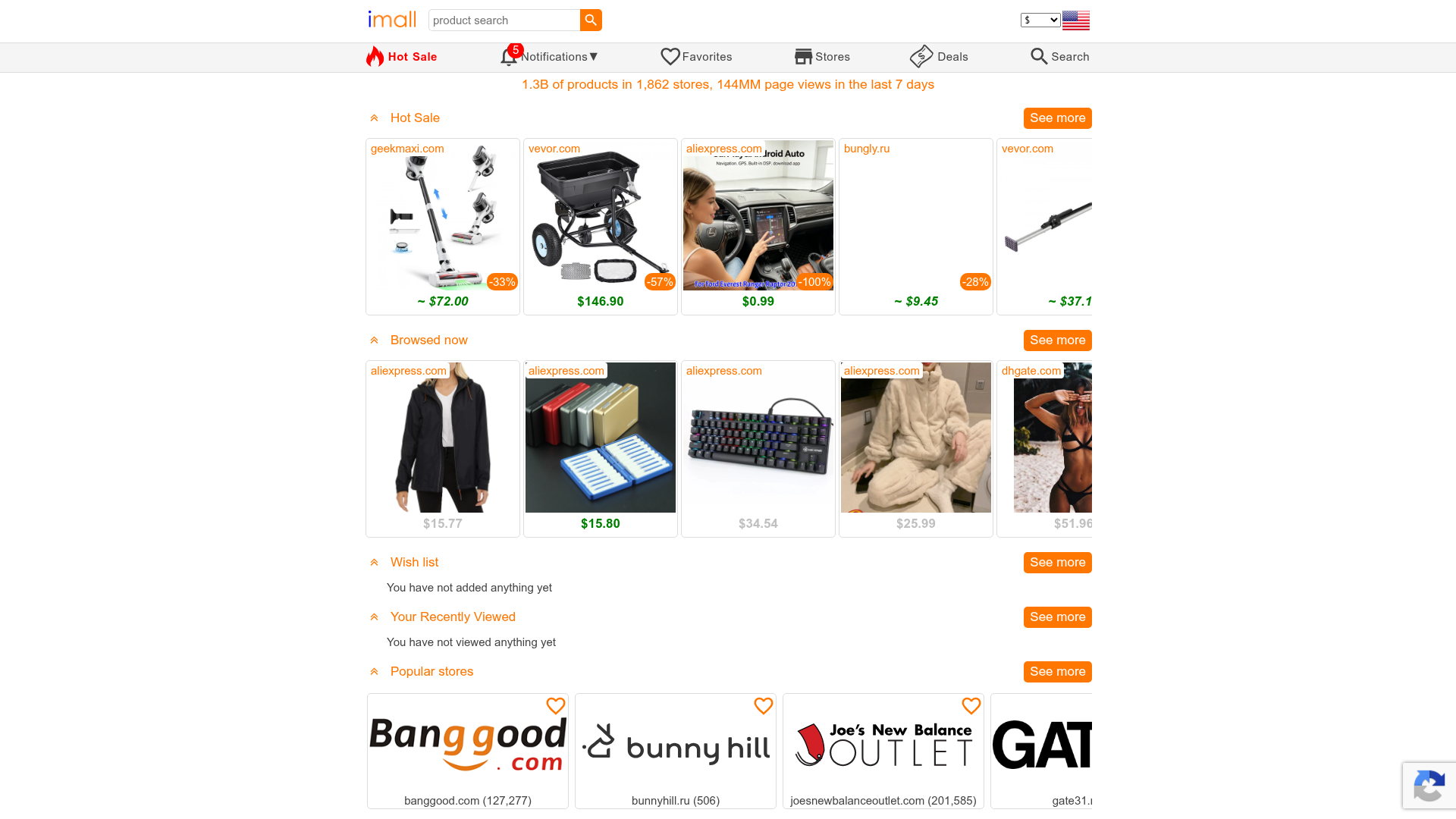 Screenshot van imall.com