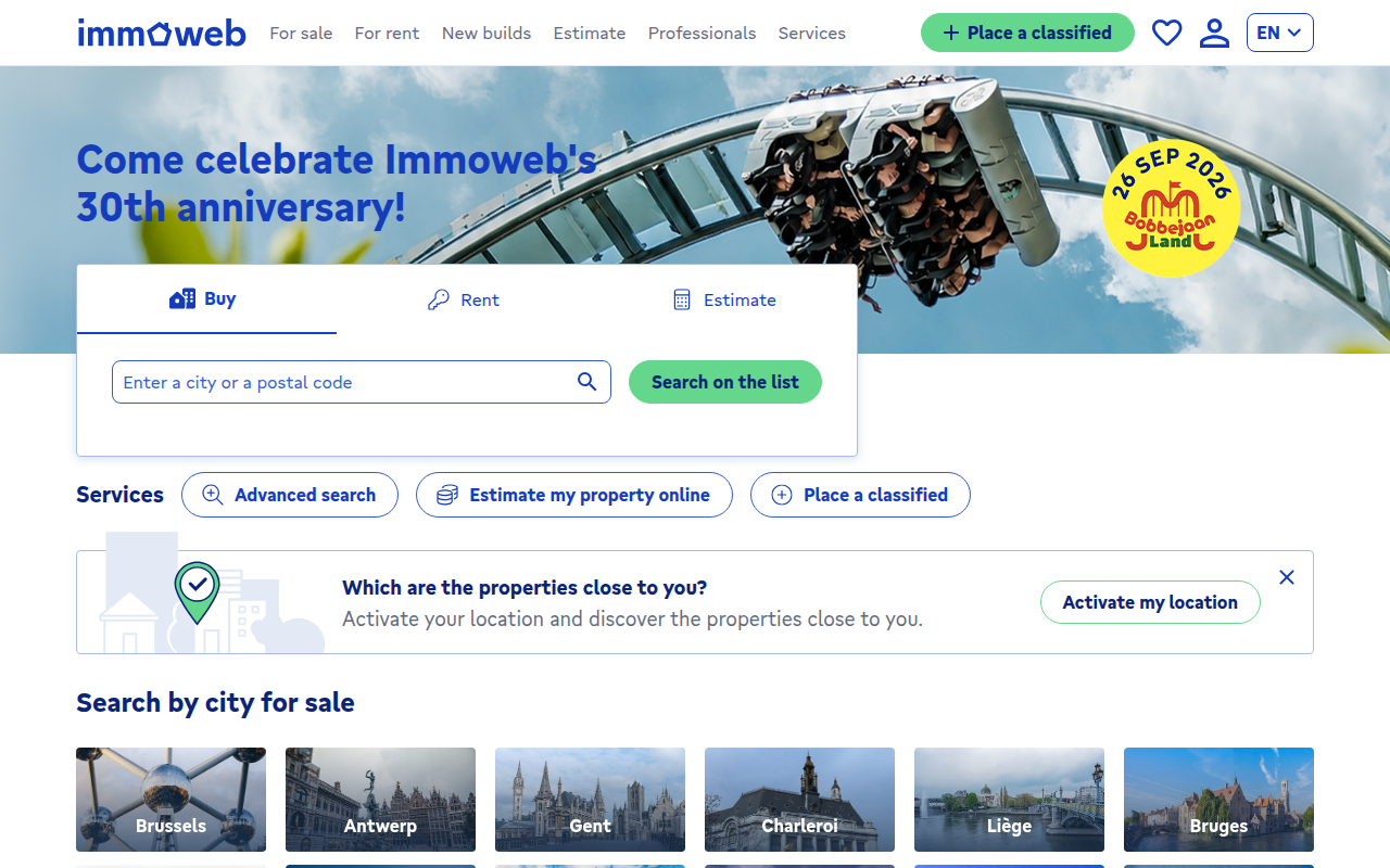 Screenshot van immoweb.be