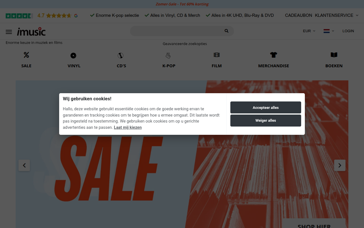 Screenshot van imusic.nl