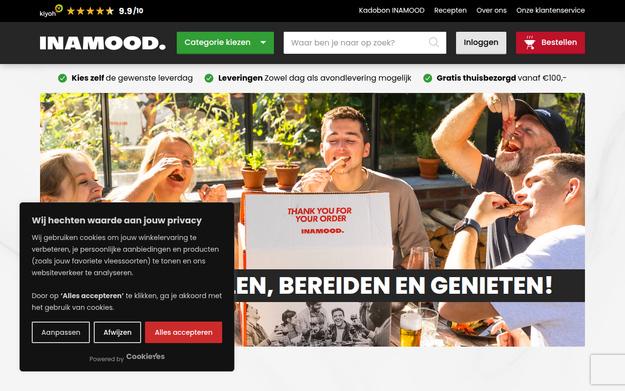 Screenshot van inamood.nl