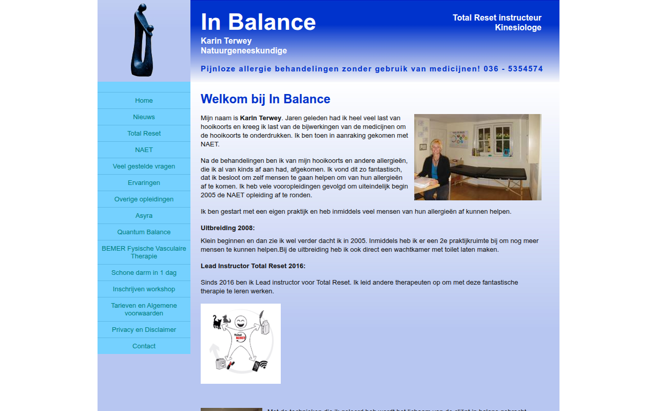 Screenshot van inbalance.nl