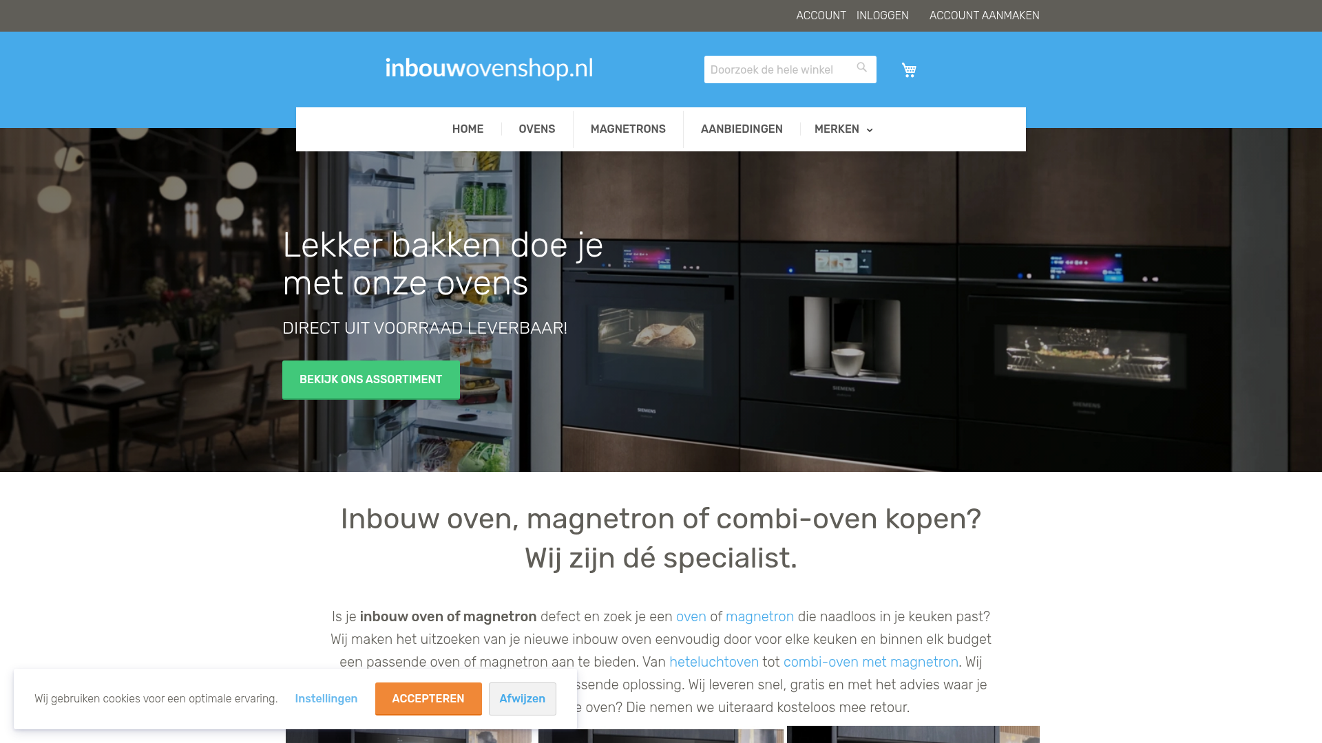 Screenshot van inbouwovenshop.nl