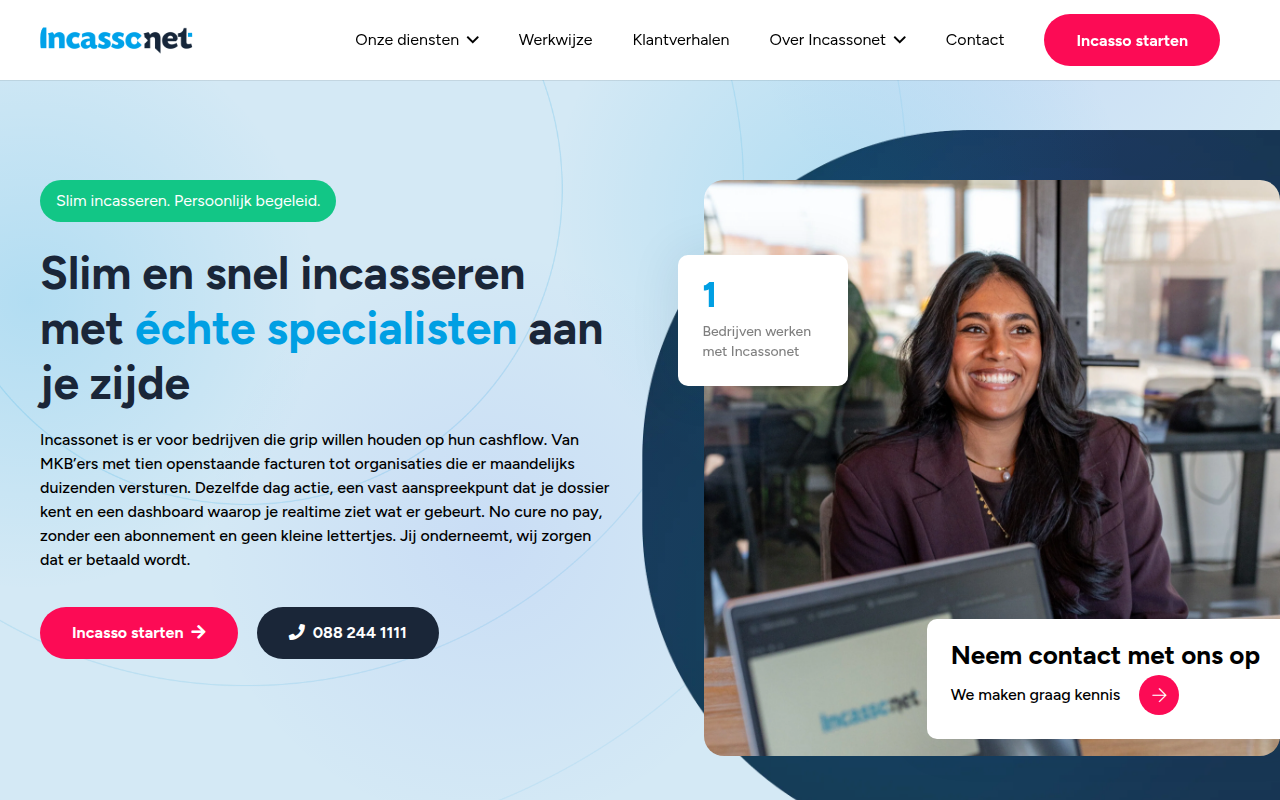 Screenshot van incassonet.nl