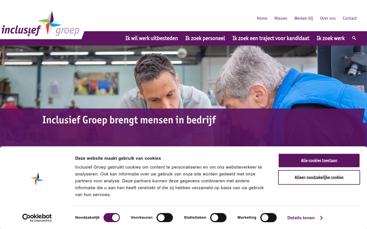 Screenshot van inclusiefgroep.nl