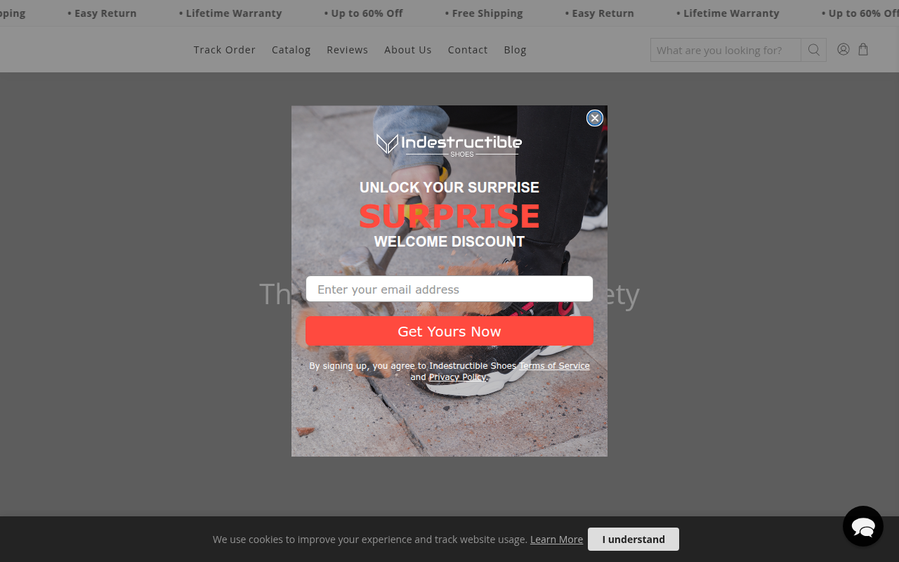 Screenshot van indestructibleshoes.com