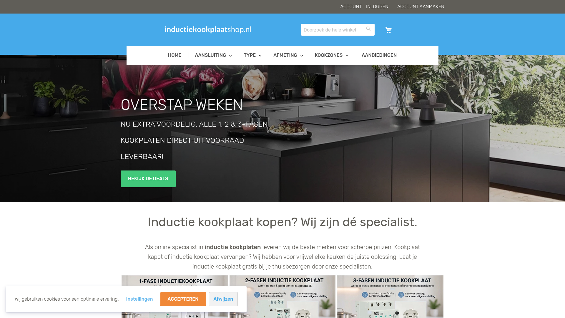 Screenshot van inductiekookplaatshop.nl