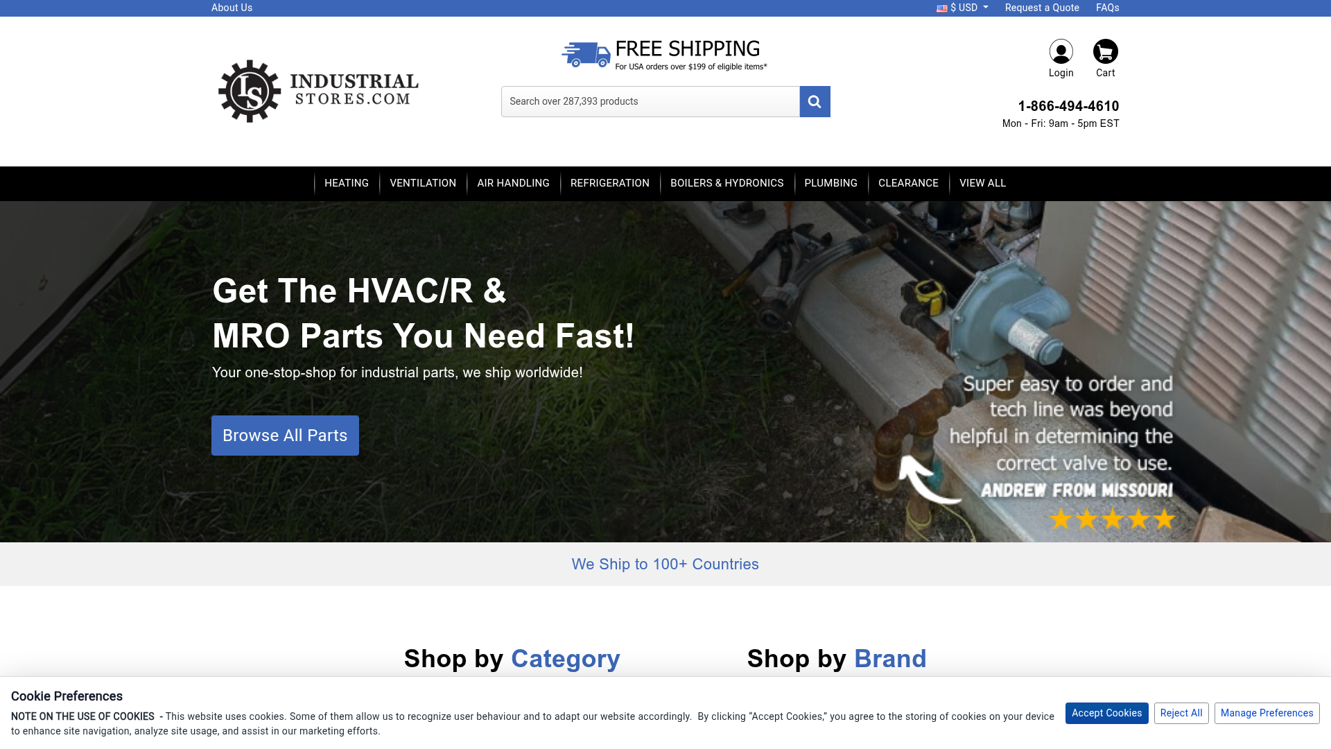 Screenshot van industrialstores.com