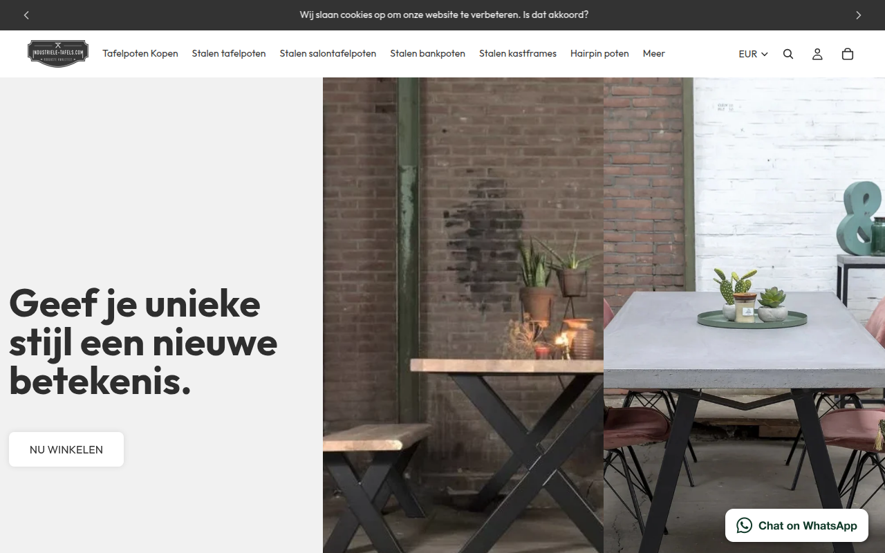 Screenshot van industriele-tafels.com