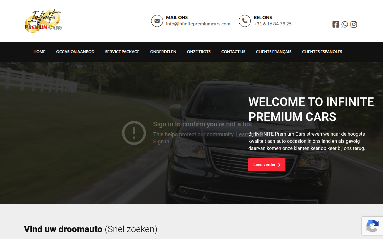 Screenshot van infinitepremiumcars.com