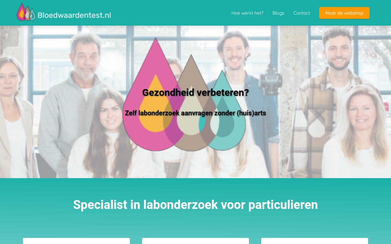 Screenshot van info.bloedwaardentest.nl