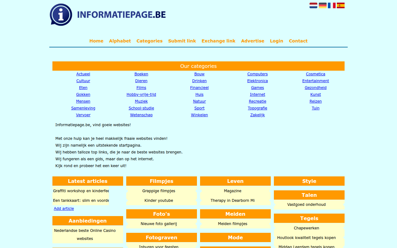 Screenshot van informatiepage.be