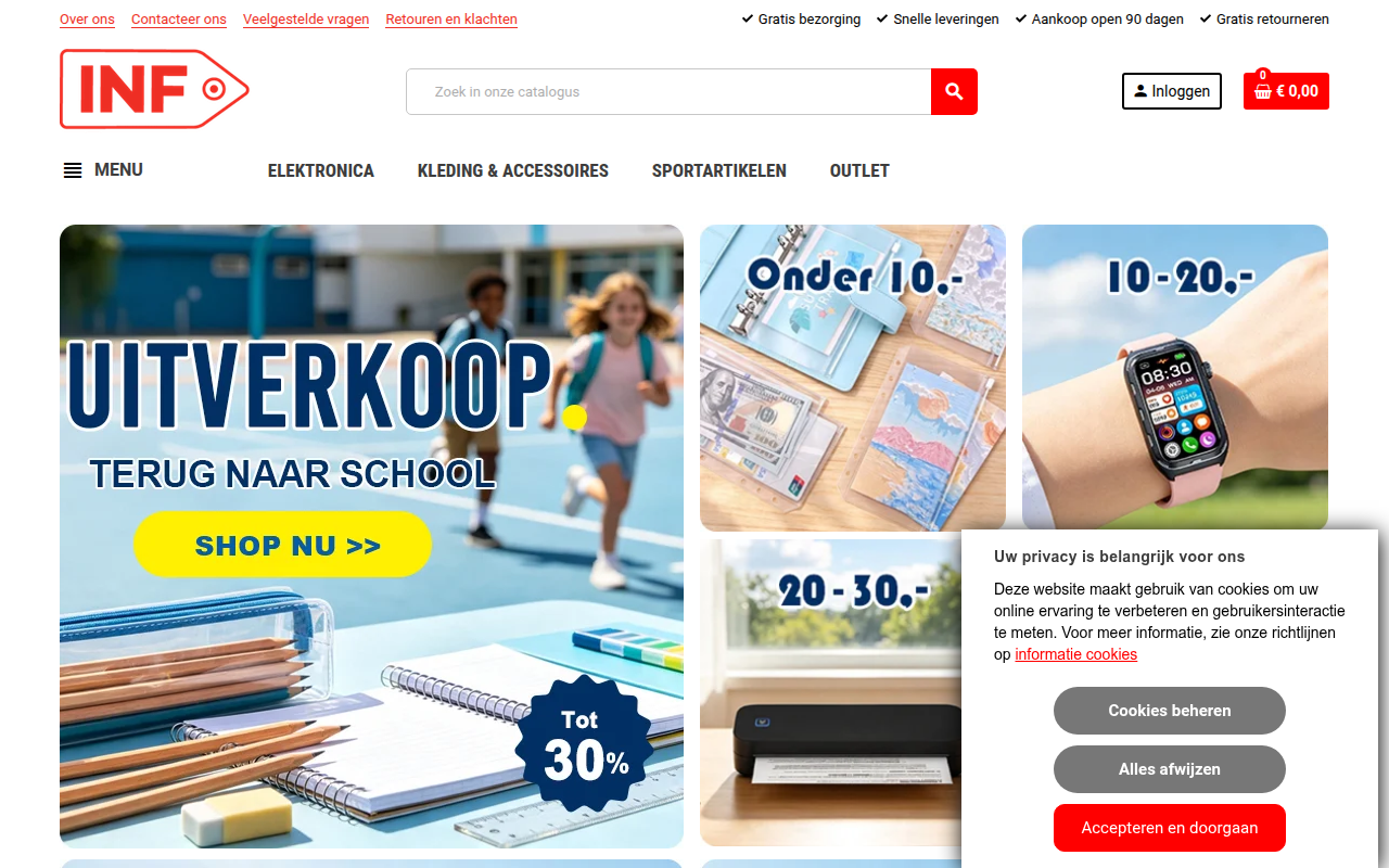 Screenshot van infshop.nl