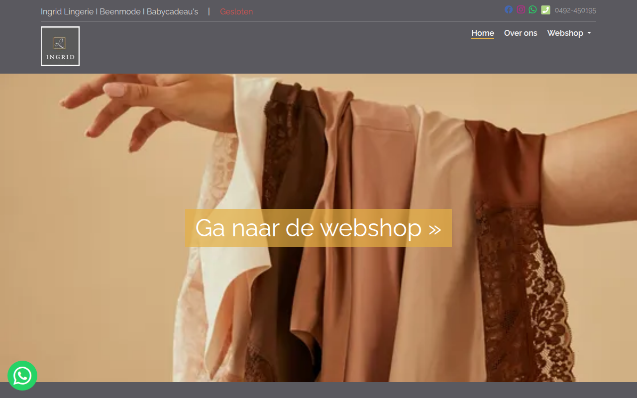 Screenshot van ingridlingerie.nl