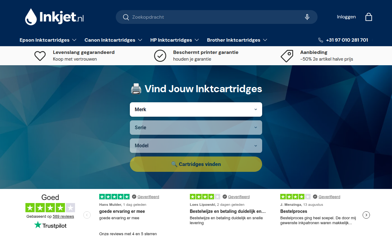 Screenshot van inkjet.nl