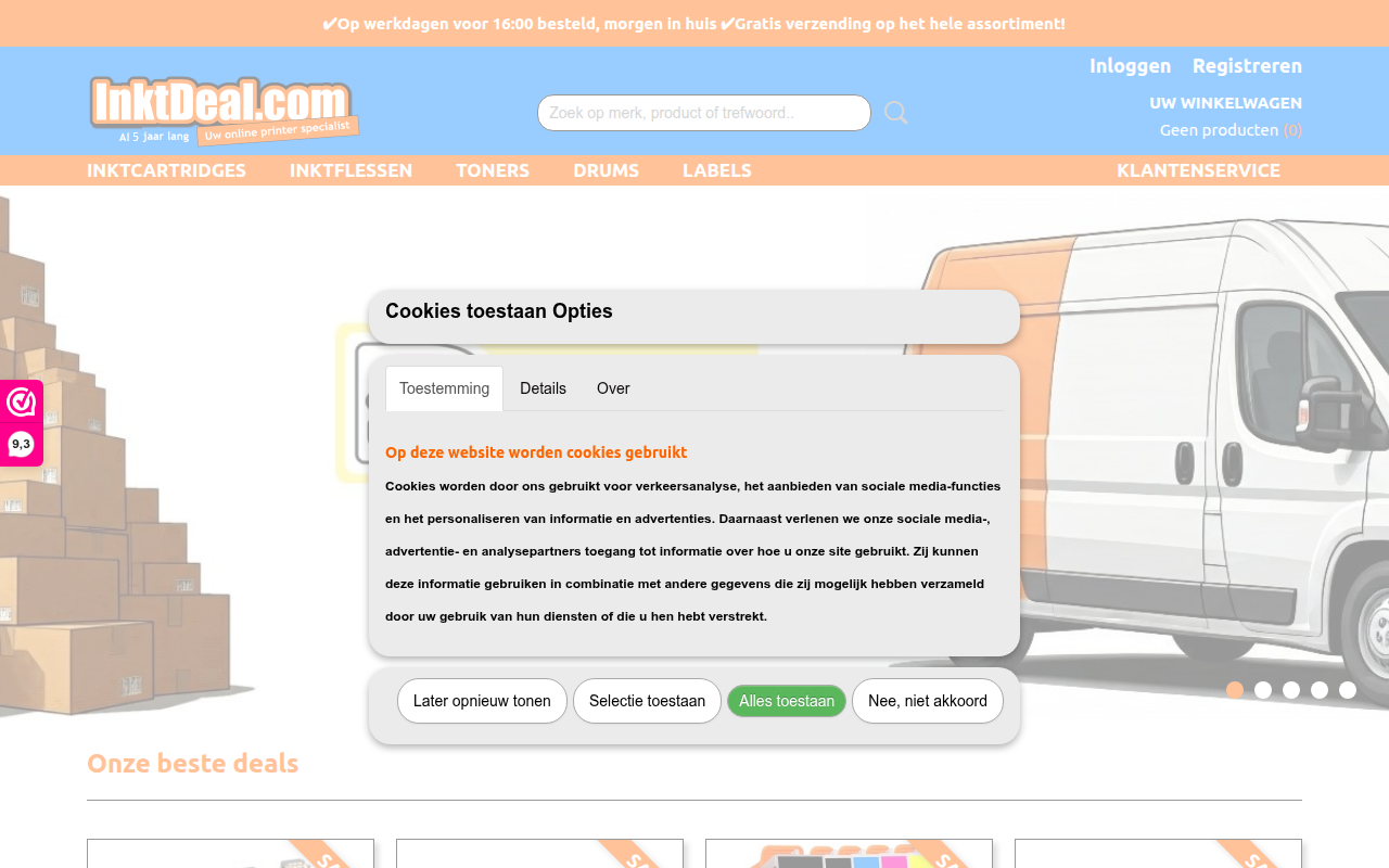 Screenshot van inktdeal.com