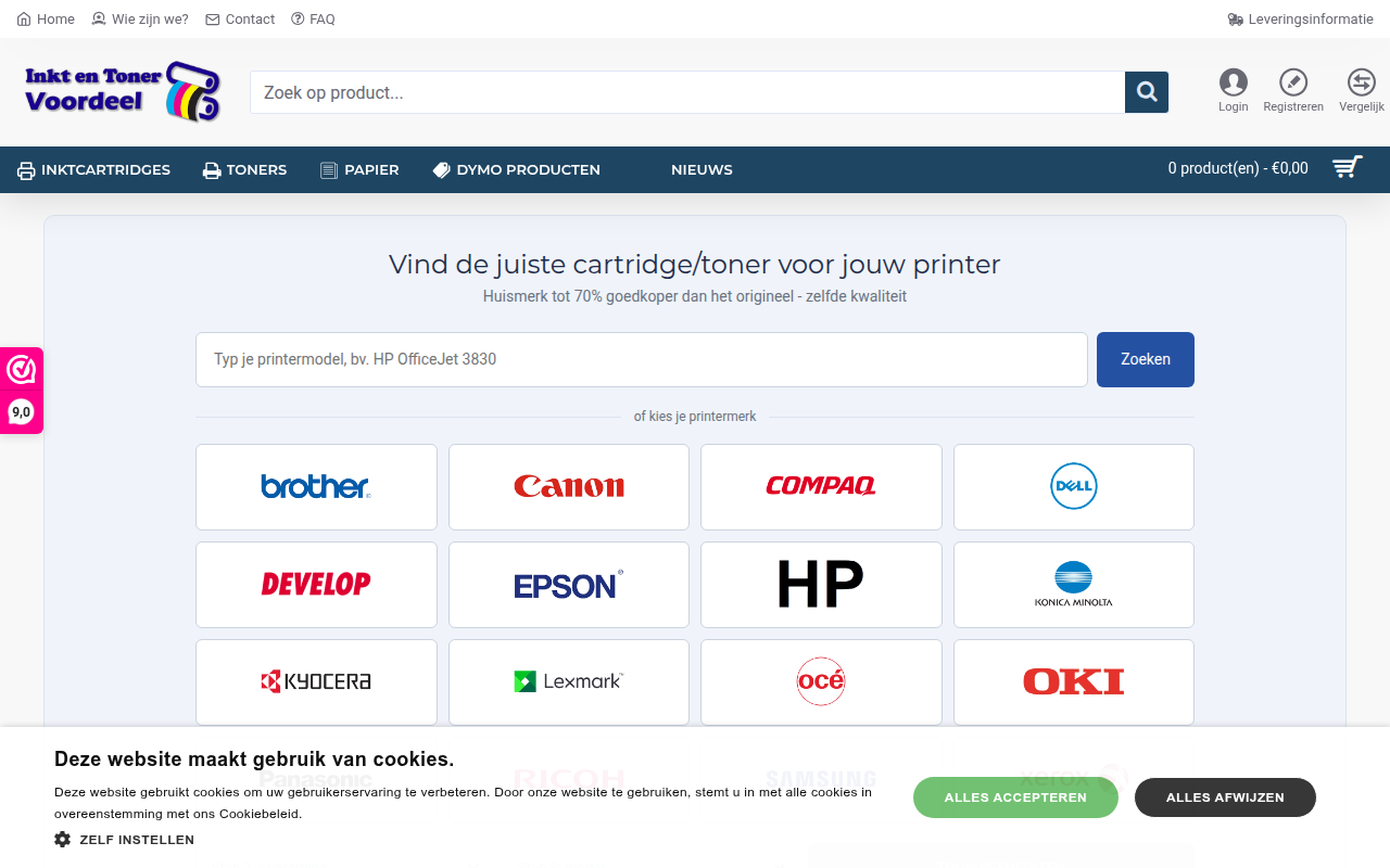 Screenshot van inktentonervoordeel.nl
