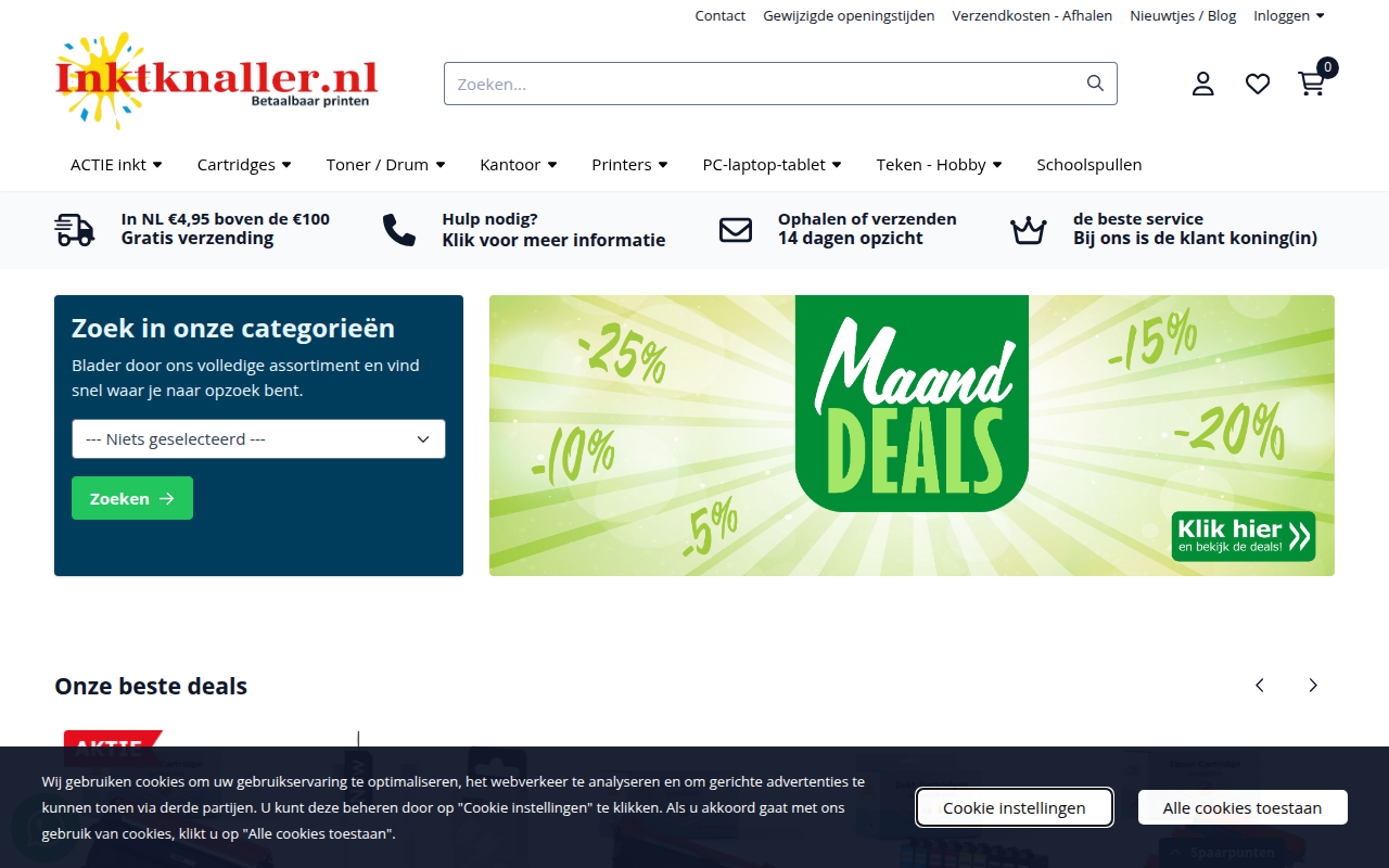 Screenshot van inktknaller.nl