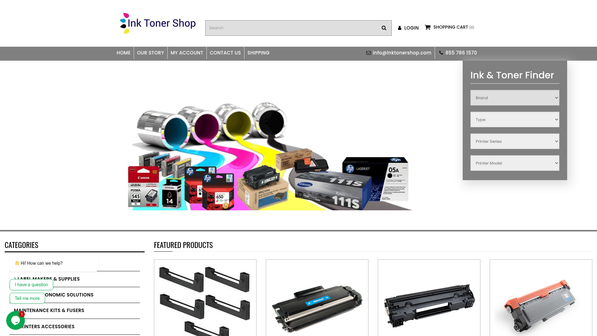 Screenshot van inktonershop.com