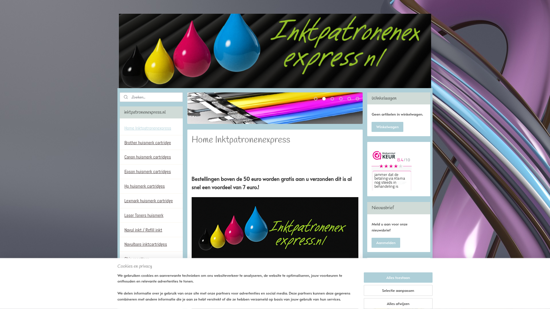 Screenshot van inktpatronenexpress.nl