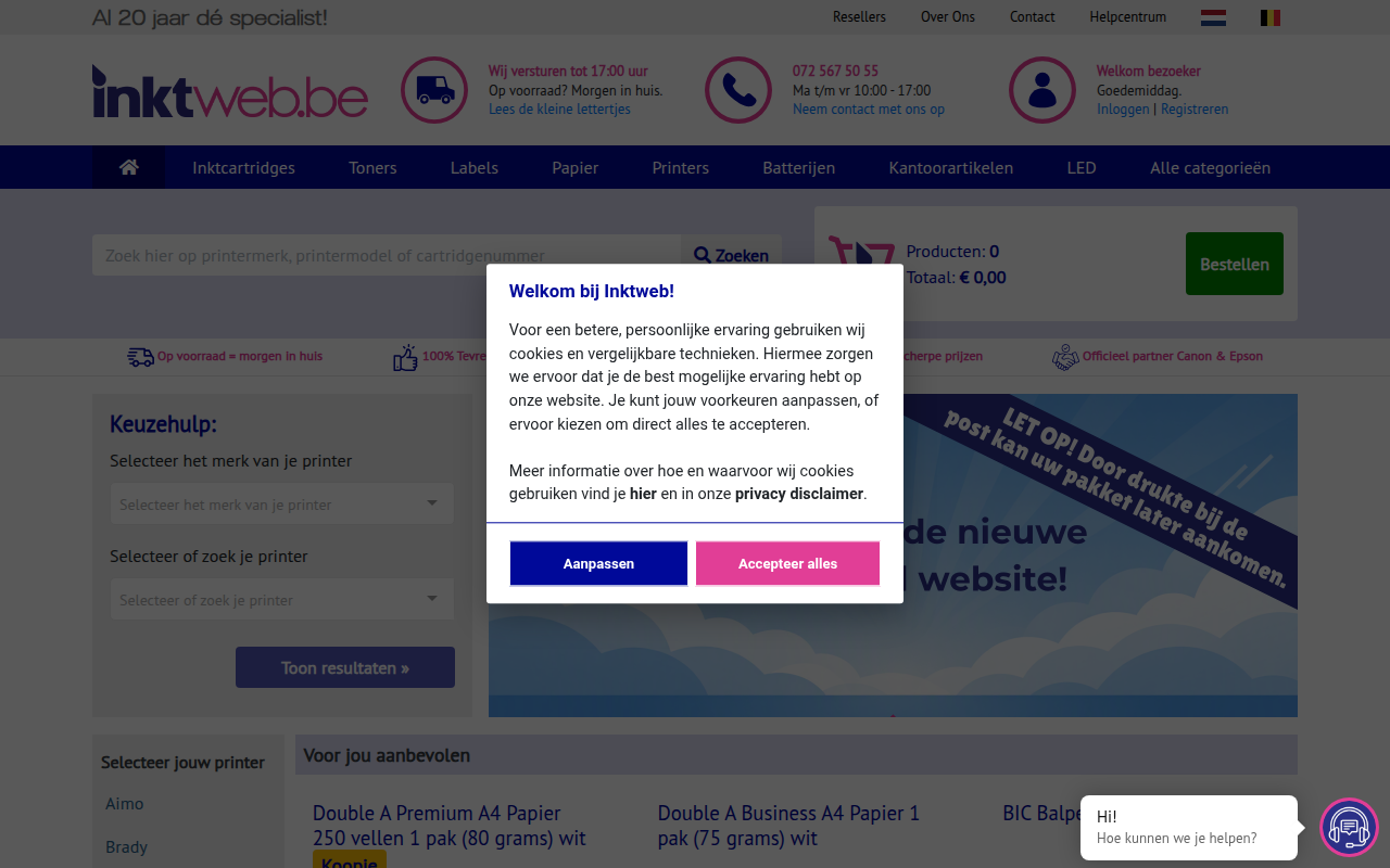 Screenshot van inktweb.be