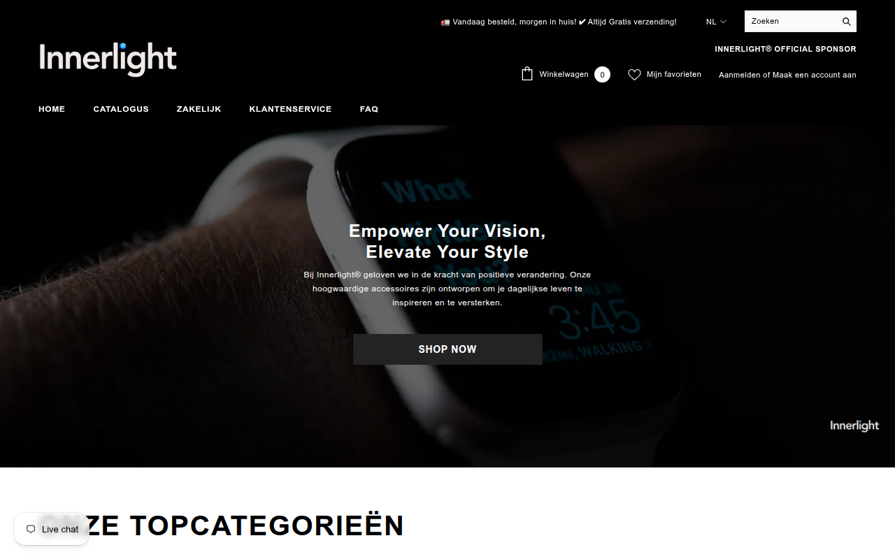 Screenshot van innerlight.store