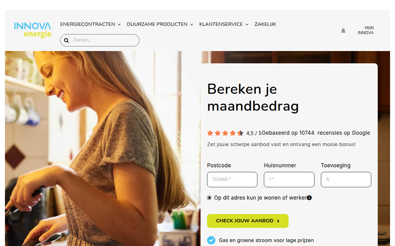 Screenshot van innovaenergie.nl