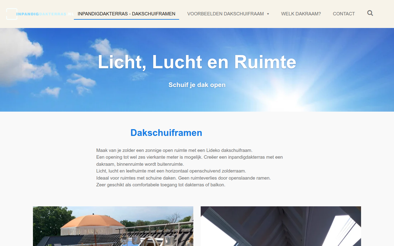 Screenshot van inpandigdakterras.nl