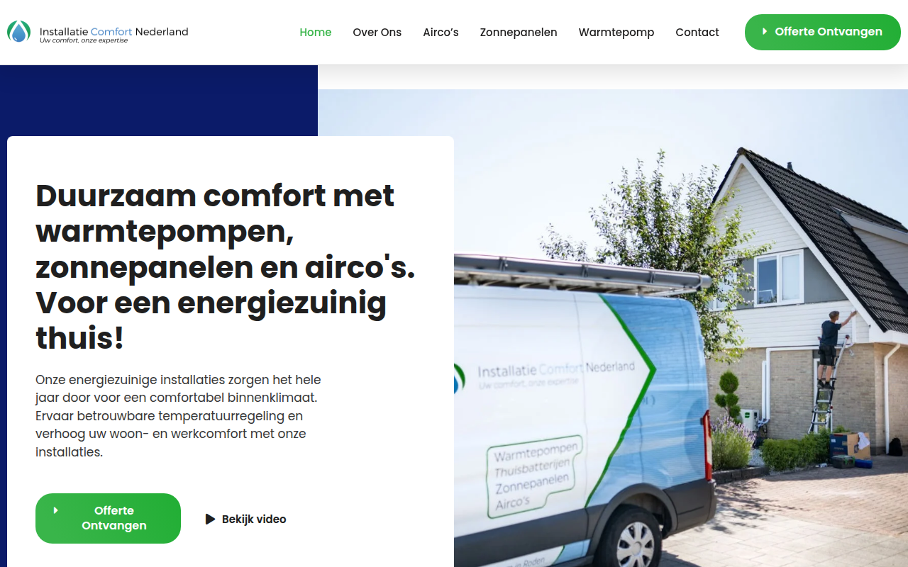 Screenshot van installatiecomfortnederland.nl