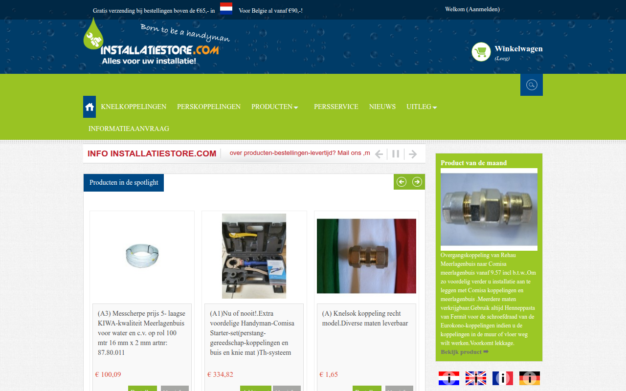 Screenshot van installatiestore.com