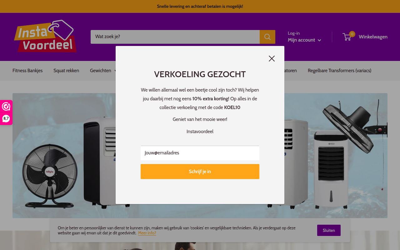 Screenshot van instavoordeel.nl