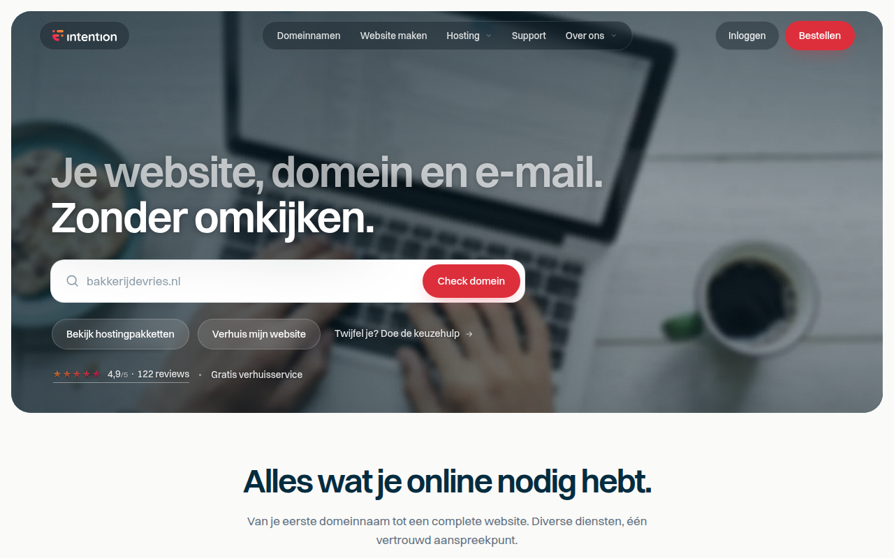 Screenshot van intention.nl