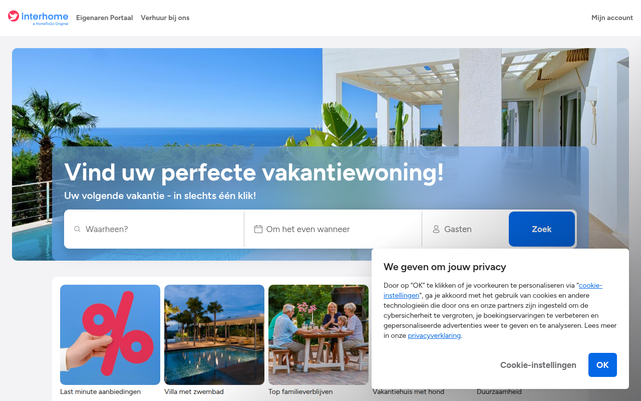Screenshot van interhome.be