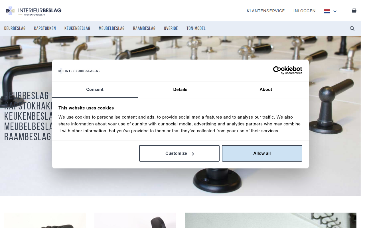 Screenshot van interieurbeslag.nl