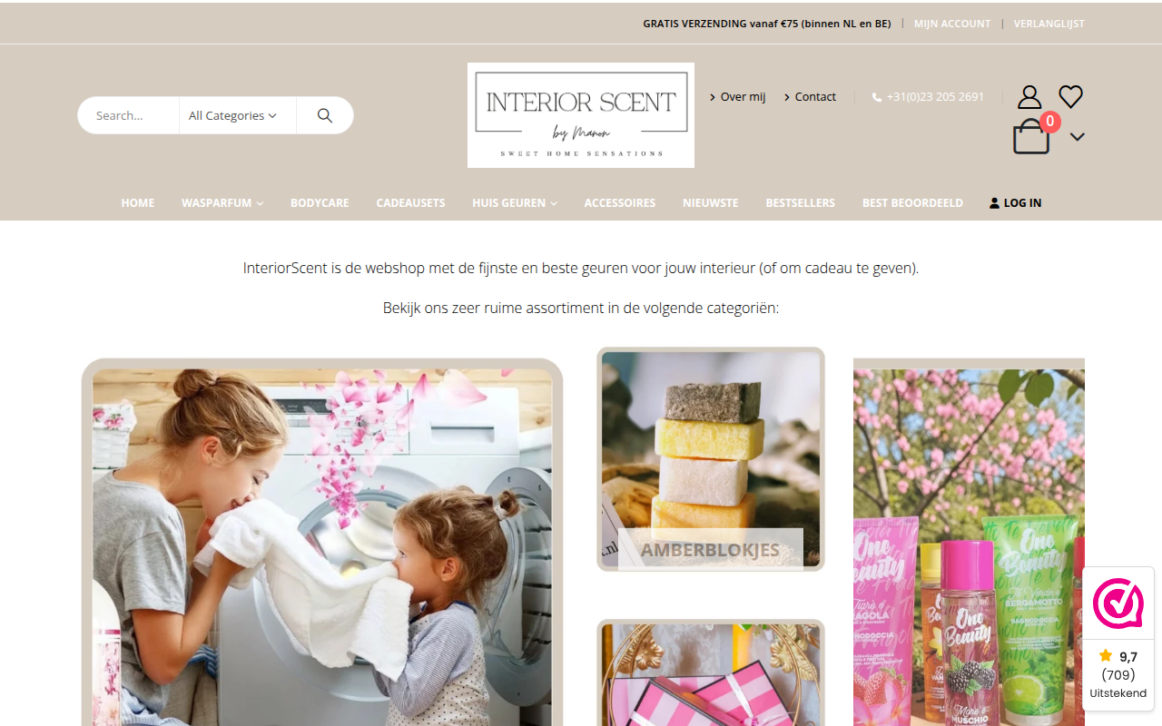 Screenshot van interiorscent.nl