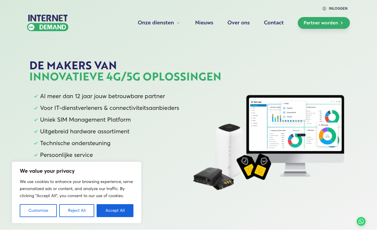 Screenshot van internetondemand.nl