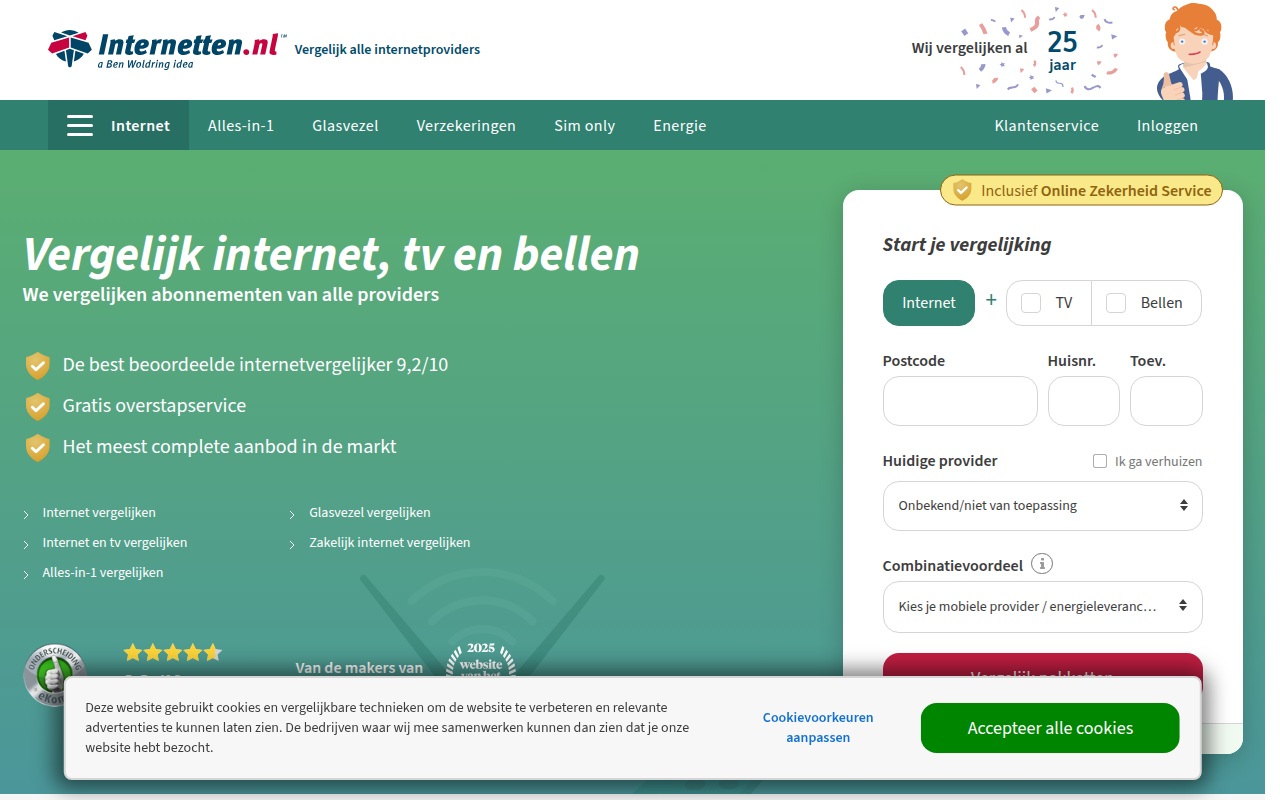 Screenshot van internetten.nl
