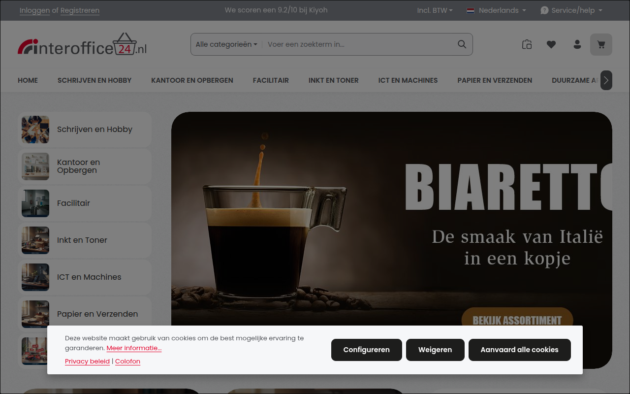 Screenshot van interoffice24.nl