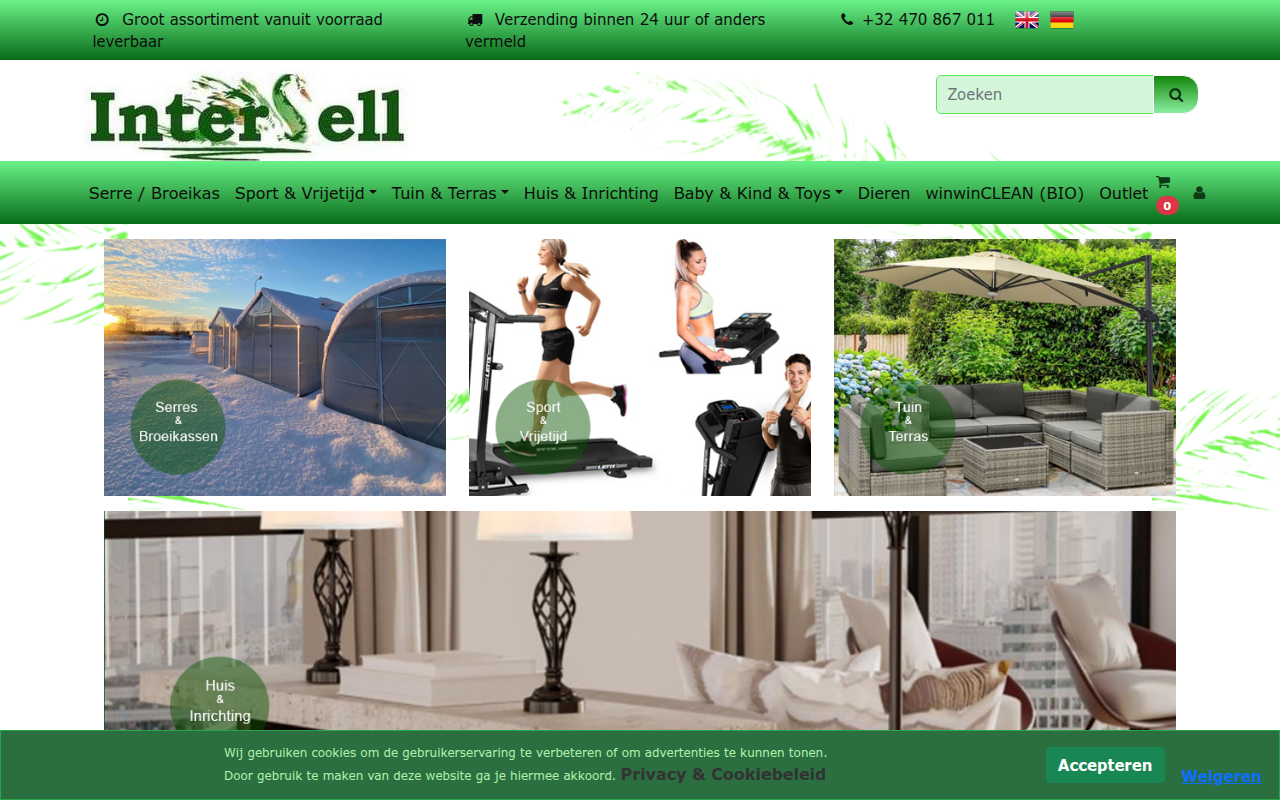 Screenshot van intersell.be