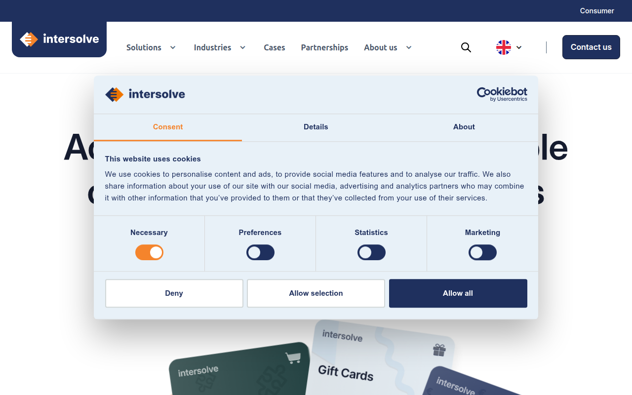 Screenshot van intersolve.com