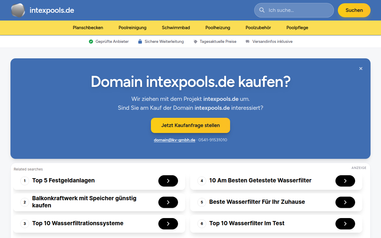 Screenshot van intexpools.de