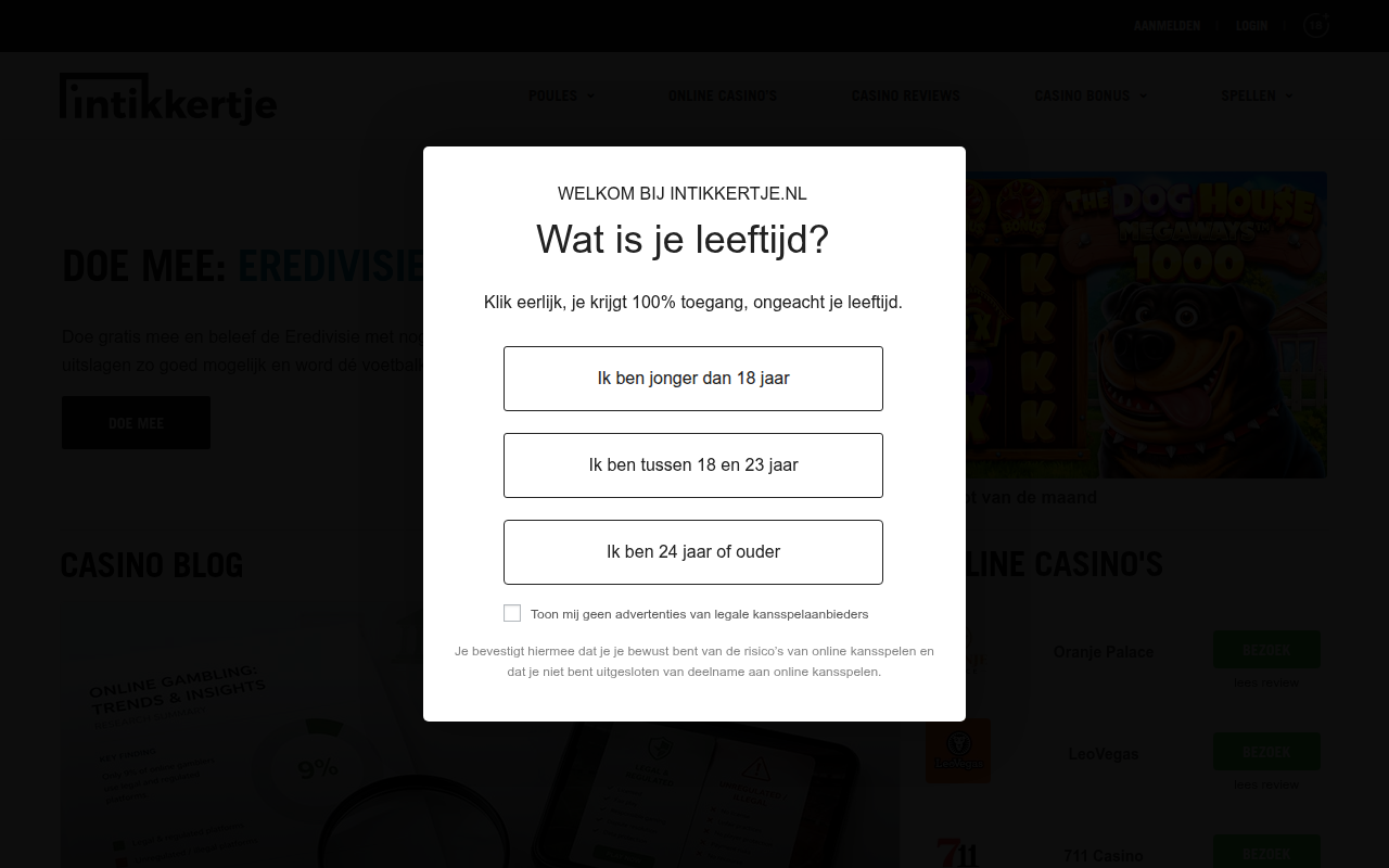 Screenshot van intikkertje.nl