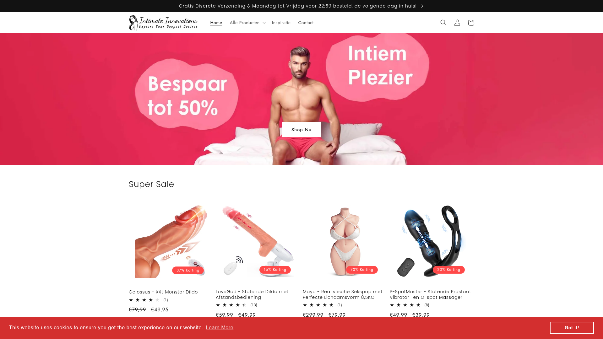 Screenshot van intimateinnovations.nl