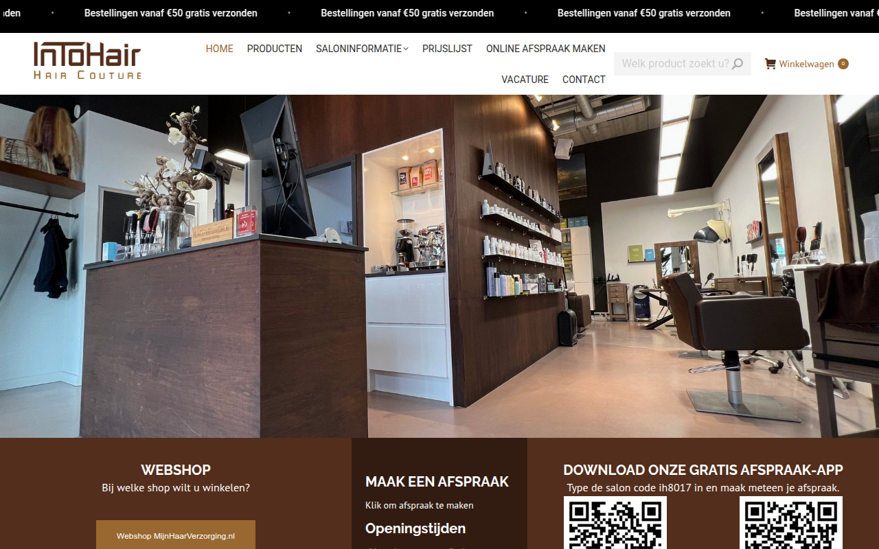 Screenshot van intohair.nl